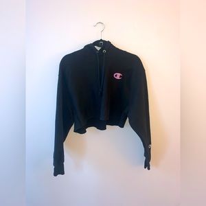 Champion | Black Cropped Hoodie